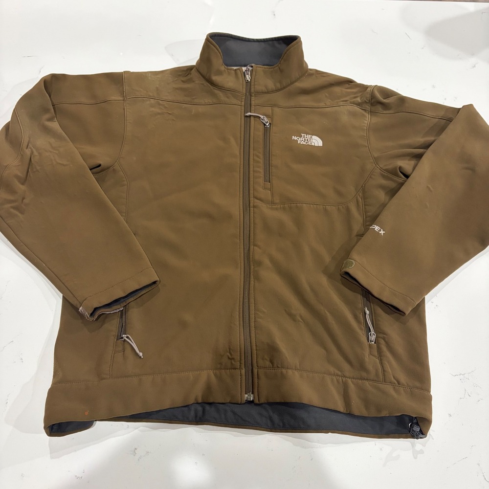 The North Face Apex Bionic Softshell Jacket Mens Brown Full Zip Coat Stained